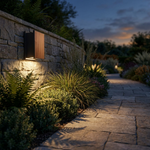 Timber Slat Wall Light – IP54 Outdoor Up/Down Wall Light, CREE LED 2x7W, Gray/Wood Grain — view 3