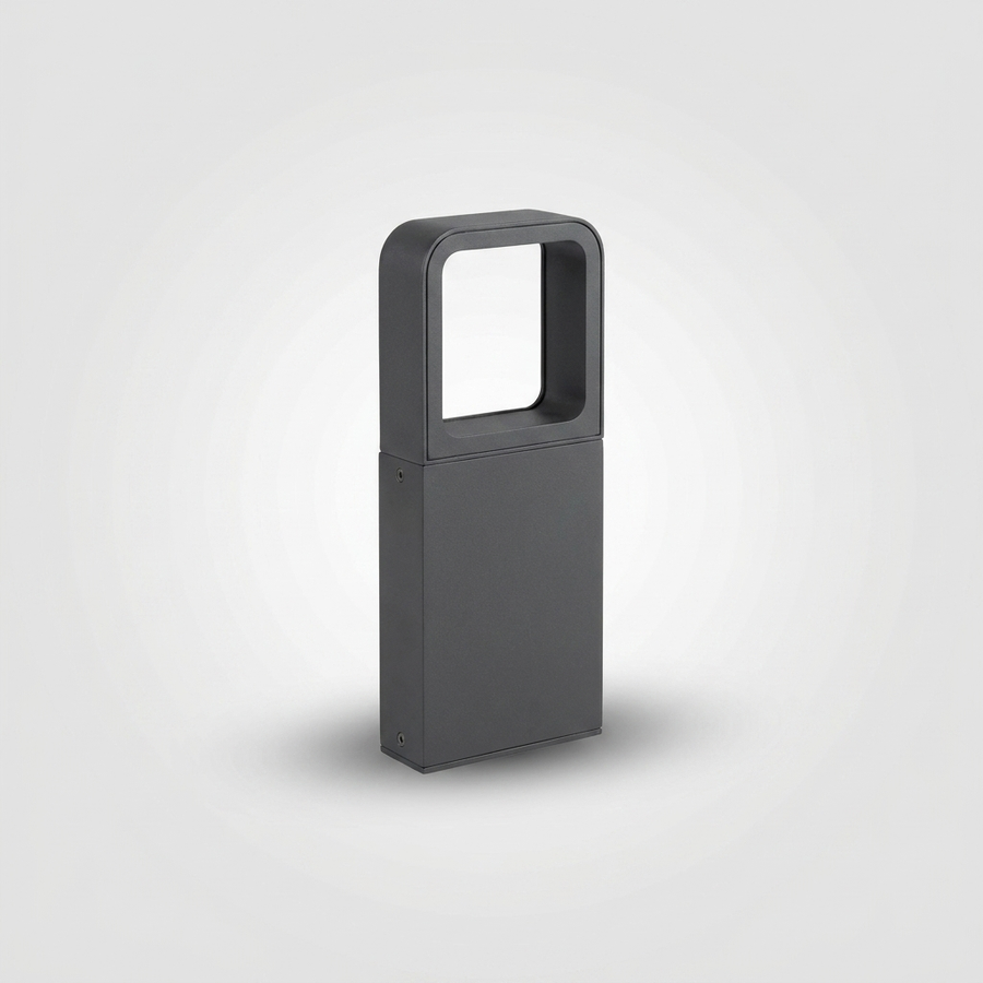 Window Cut Bollard Light – IP54 Outdoor Path Light, Dark Gray