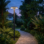 Wide Ring Top Post Light – IP54 Outdoor Post Lamp 2200mm, Dark Gray — view 4