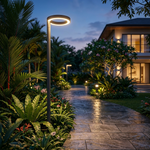 Ring Top Post Light — Outdoor Garden Column IP54, Ø300 × H2200mm, Dark Gray Aluminium — view 3