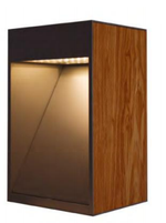 Timber Pillar Accent Light – IP54 Outdoor Aluminium & Solid Wood Light, Gray/Wood Grain — view 3