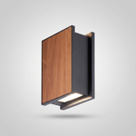 Timber Slat Wall Light – IP54 Outdoor Up/Down Wall Light, CREE LED 2x7W, Gray/Wood Grain — view 1