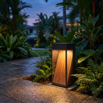 Timber Pillar Accent Light – IP54 Outdoor Aluminium & Solid Wood Light, Gray/Wood Grain — view 5