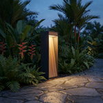 Timber Pillar Accent Light – IP54 Outdoor Aluminium & Solid Wood Light, Gray/Wood Grain — view 8