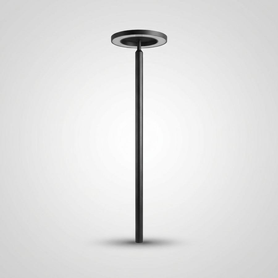 Wide Ring Top Post Light – IP54 Outdoor Post Lamp 2200mm, Dark Gray