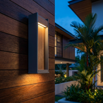 Timber Column Wall Light – IP54 Outdoor Wall Light, Aluminium & Solid Wood, Gray/Wood Grain — view 3
