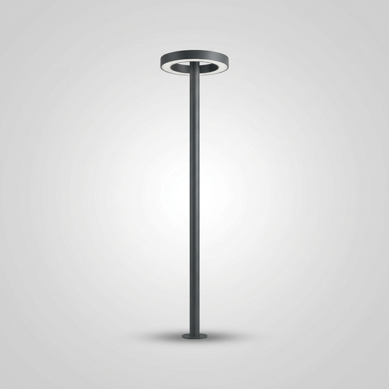 Ring Top Post Light — Outdoor Garden Column IP54, Ø300 × H2200mm, Dark Gray Aluminium