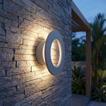 Halo Ring Wall Light — Outdoor Facade IP54, Ø240 × H82mm, Gray Aluminium — view 3
