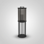 Slatted Carry Lantern – Portable IP54 Outdoor Floor Lamp, Stainless Steel & Glass, Dark Gray — view 1