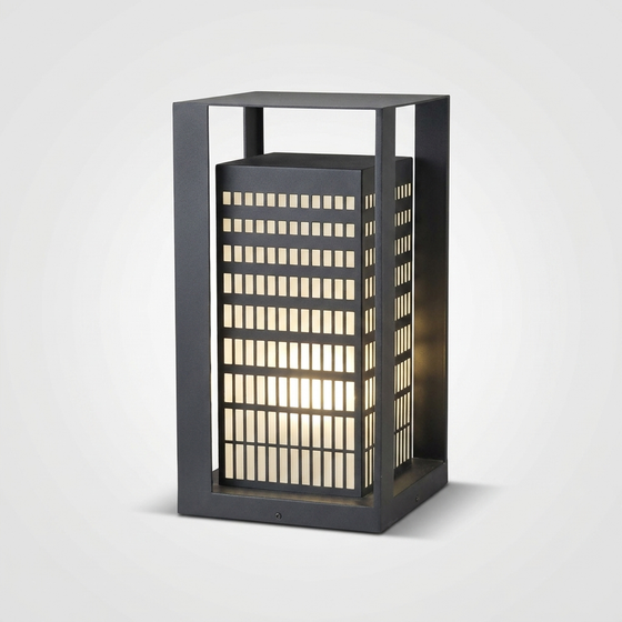 Louvre Slat Lantern – IP54 Outdoor Table/Floor Lantern, Dark Gray