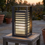 Louvre Slat Lantern – IP54 Outdoor Table/Floor Lantern, Dark Gray — view 3